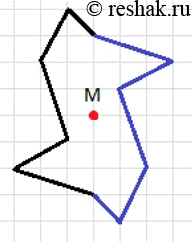 Изображение 503 На рисунке 8.34 изображена часть фигуры, центром симметрии которой является точка М. Начертите эту фигуру в...