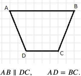 Изображение 692 Четырёхугольник ABCD — не параллелограмм, но у него есть одна пара параллельных сторон и одна пара равных сторон. Нарисуйте такой...